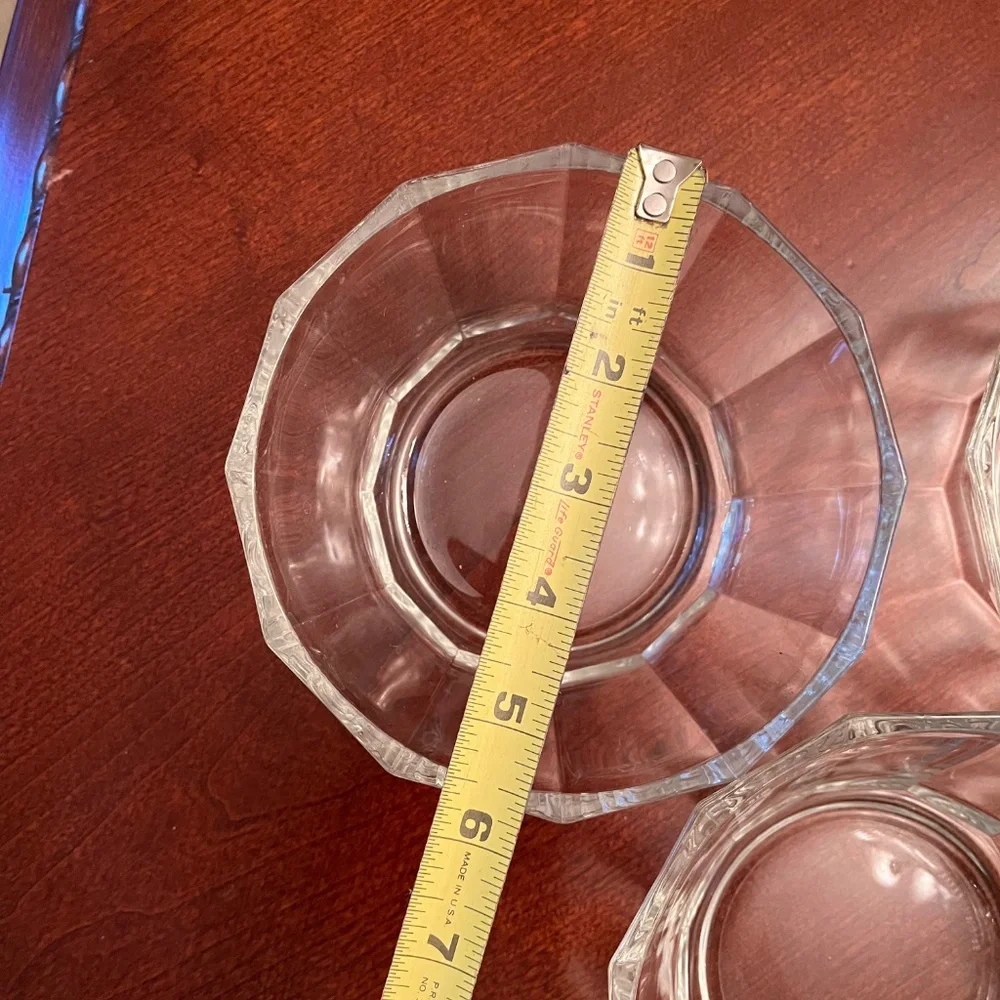 Set of 3 Glass Bowls – 5.5” Wide – Octagonal Shape